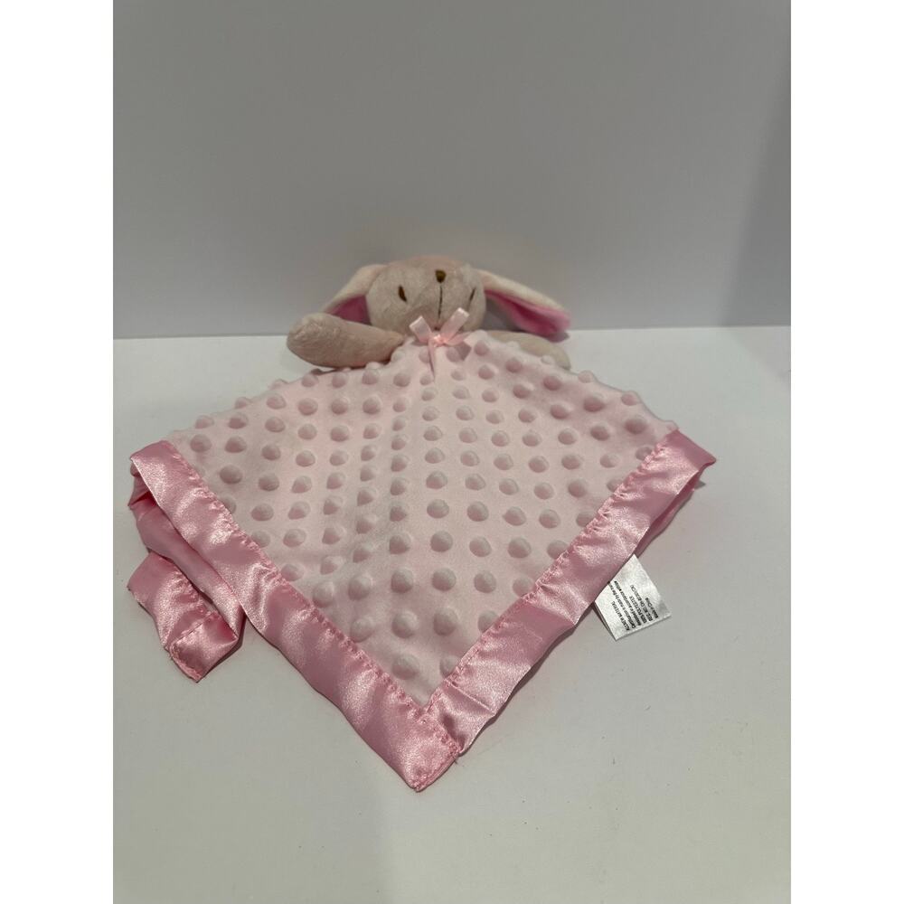 Pink Bunny Lovey Pro Goleem Minky Silky security blanket vtg  bunny rabbit baby